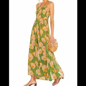 Free People size L green multi color jumpsuit